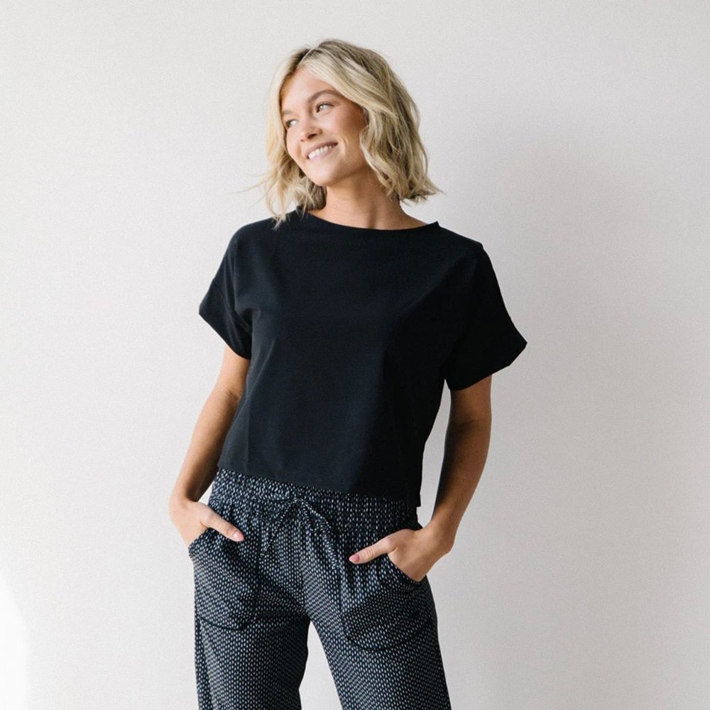 New Albion Fit Boss Crop Tee — Black — XXL